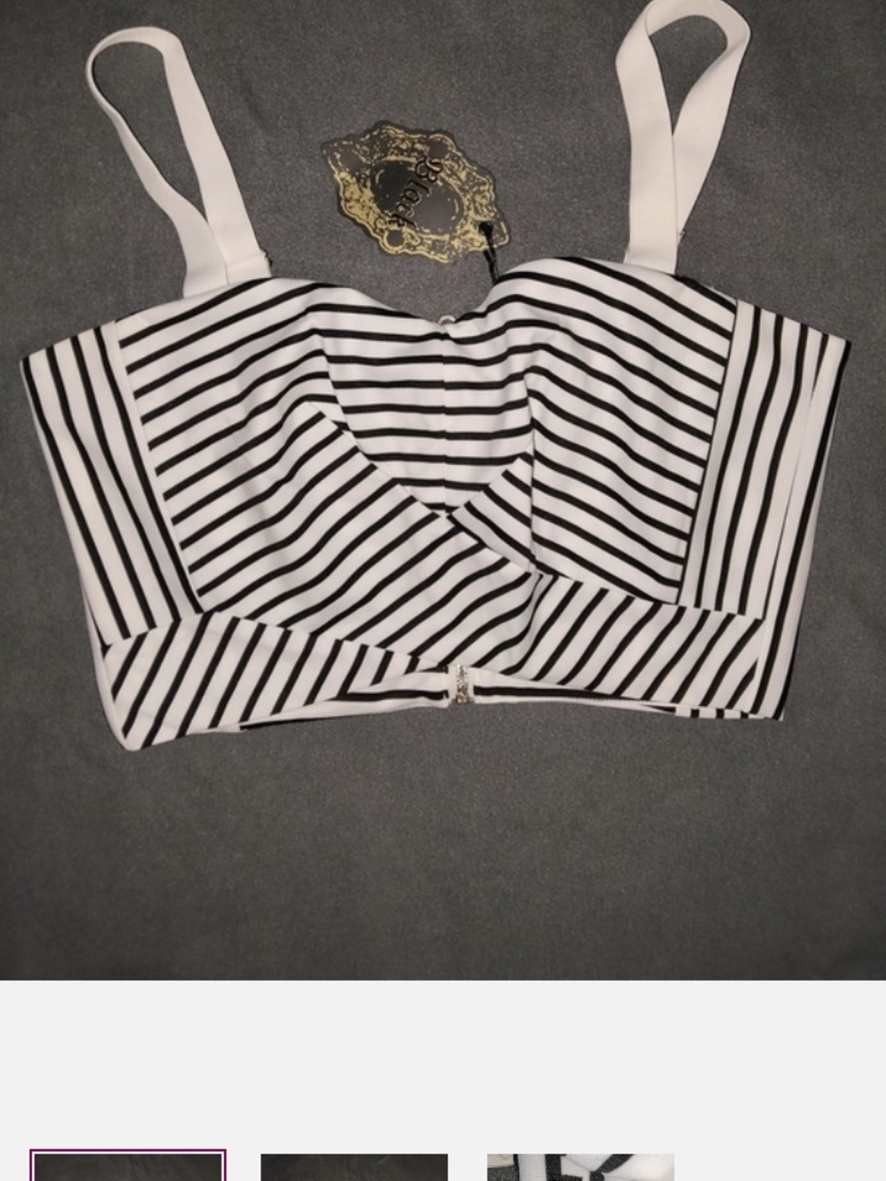 Black Striped White Crop Top with Adjustable Straps